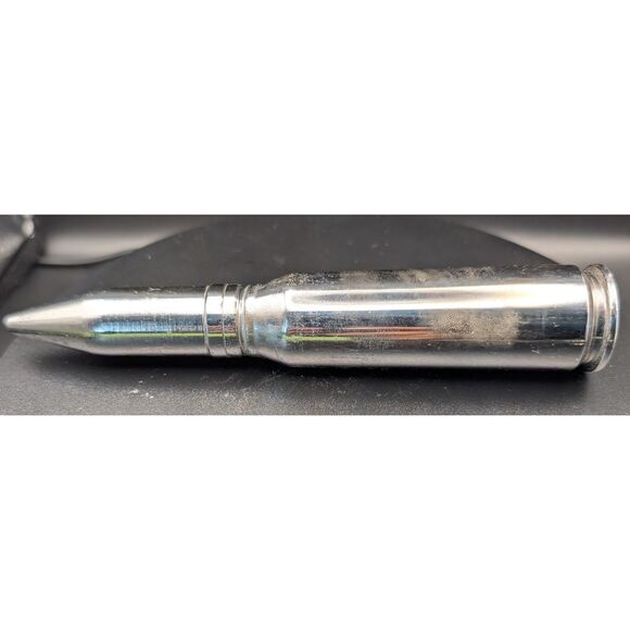 Machined Bullet Display Piece on Wood Base – Industrial Desk Art or Paperweight - Picture 4 of 4